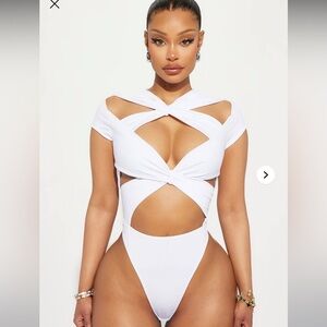 Fashion Nova White Cut-Out Bodysuit
